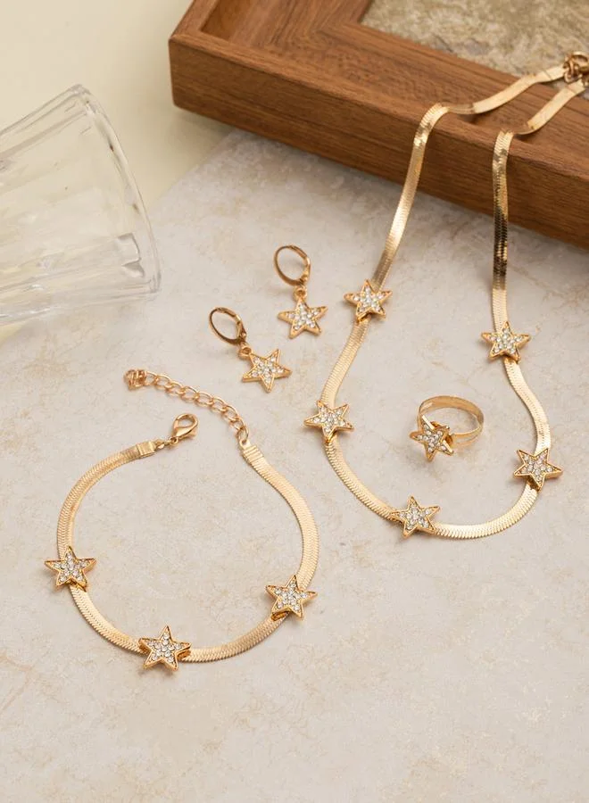 Take Two  Set of 4 - Star Shape Necklace and Bracelet with Ring and Earrings for Women | Best Price UAE