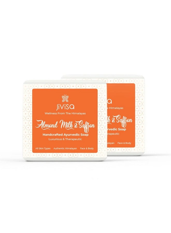 JiViSa Almond Milk & Saffron Handcrafted Bathing Soap 100g for Women and Men, Hydrating Glow Boosting Cleansing for Face and Body (Pack of 1) - Image 2