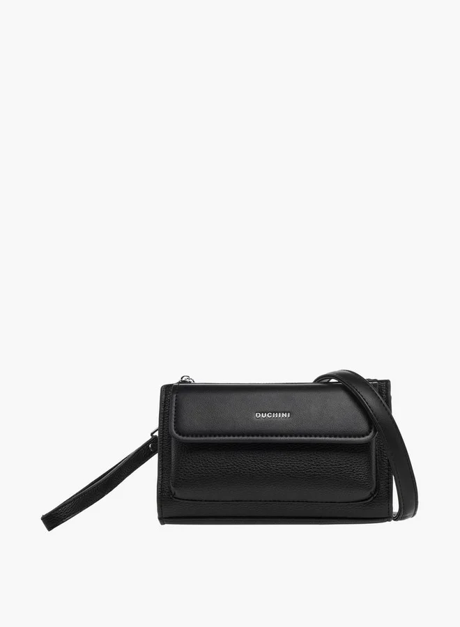 DUCHINI Solid Bag with Detachable Strap and Zip Closure