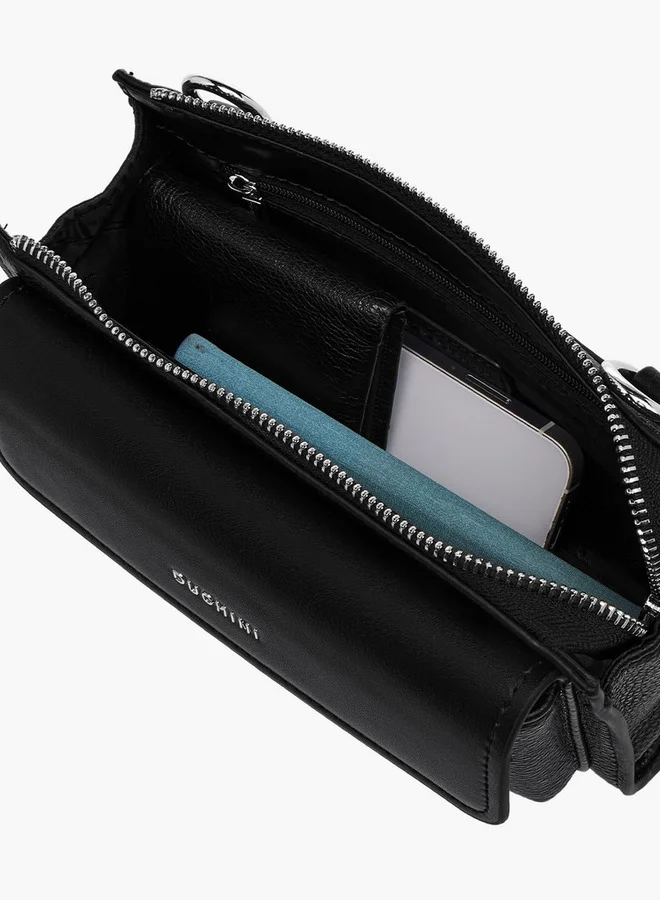DUCHINI Solid Bag with Detachable Strap and Zip Closure