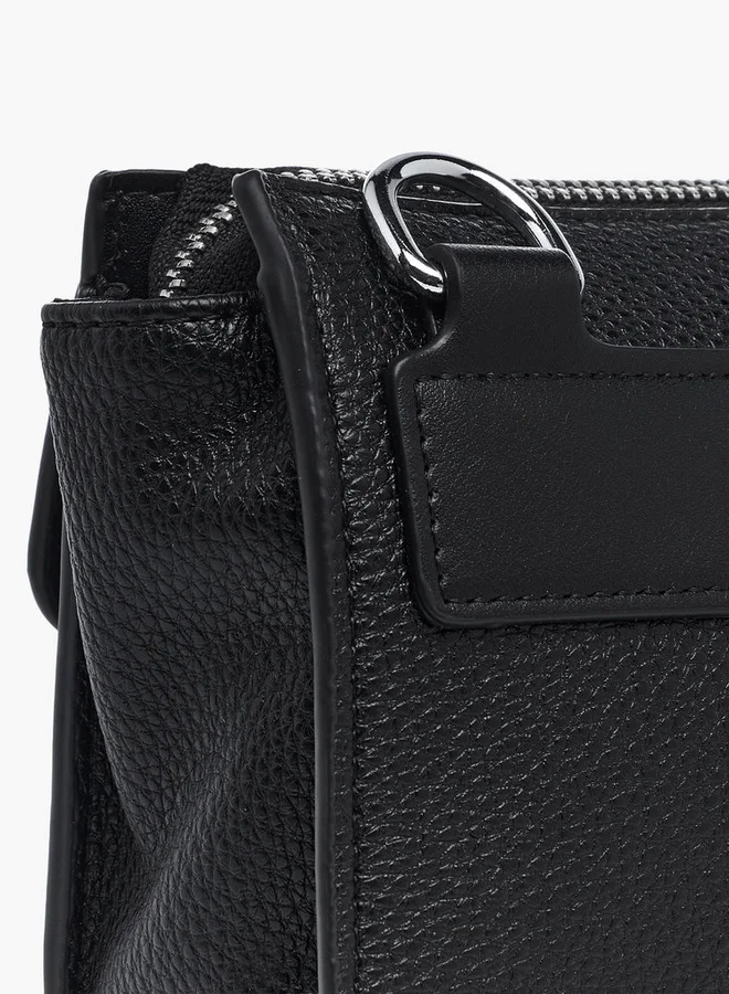 DUCHINI Solid Bag with Detachable Strap and Zip Closure