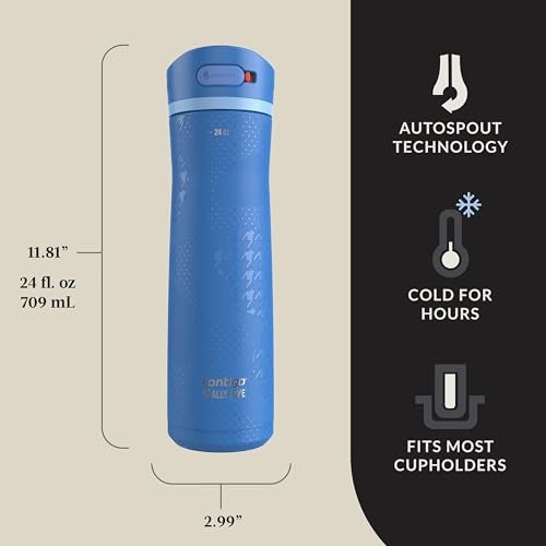 Contigo x Ally Love Ashland Chill 2.0, Stainless Steel, Spill Proof Water Bottle with AutoPop Easy Lean Lid, BPA Free, 24oz, Stellar Jay - Image 3