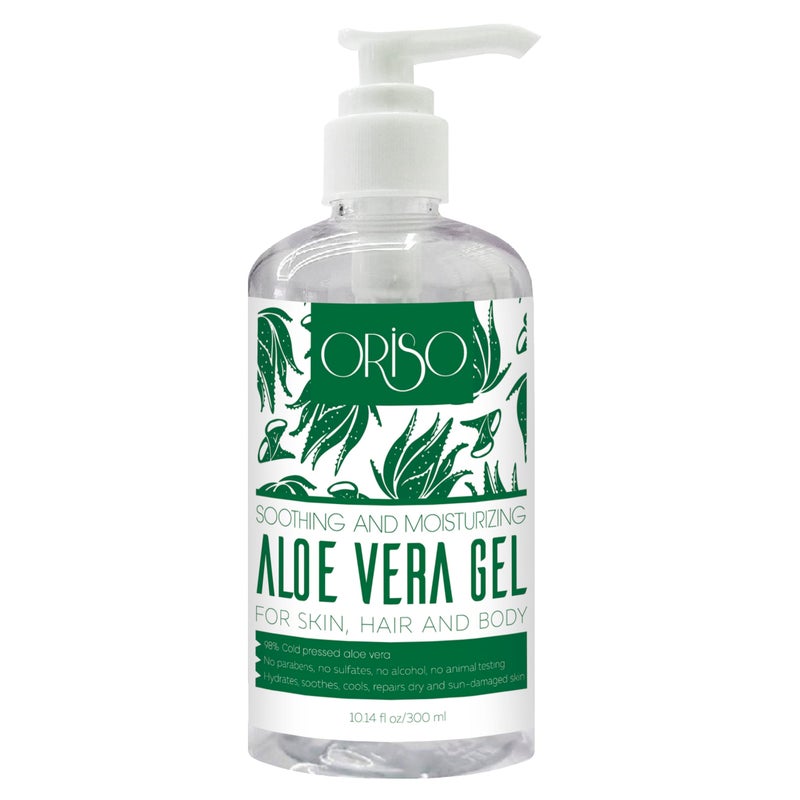 ORISO Aloe Vera Gel With Cold Pressed Aloe Vera - Pure Sunburn Relief, Bug Bites, Small Cuts - Soothing Moisturizer Lotion For Face, Hair and Body - 10 Fl Oz - Image 1