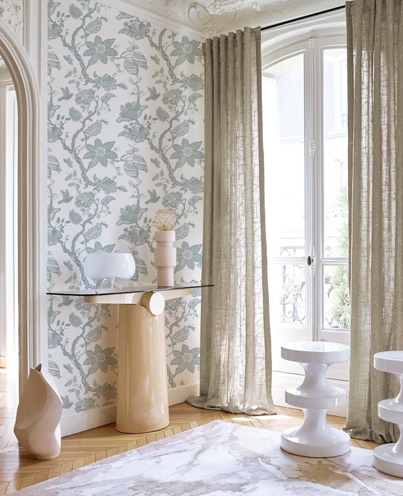 Micpolo Peel and Stick Wallpaper Floral Wall Paper Modern Contact Paper Boho Bedroom Bathroom Wallpaper Peel and Stick Blue and White Removable Self-Adhesive Wall Decor Vinyl Roll 17.3" x 118" - Image 3