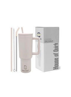 House of Quirk 1200ML Stainless Steel Tumbler Hot and Cold with Handle and Lid 2 Straw, Double Insulated Cup 100% Leak Proof Mug Cupholder for Gym, Travelling (Oatmeal) - pzsku/Z628F398ED4D03BC71125Z/45/_/1732455389/71a627df-e42c-4c99-8cbd-521fdf7feee6