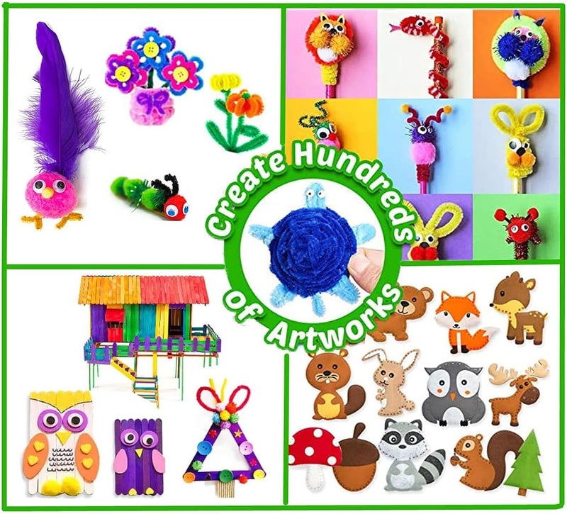Joyzzz Arts and Crafts Supplies for Children, 1000+ Pcs DIY Youth Art Crafts Materials, Craft Kit for Youngsters, Art Materials Craft Set for Children Kindergarten Preschool School - Image 3