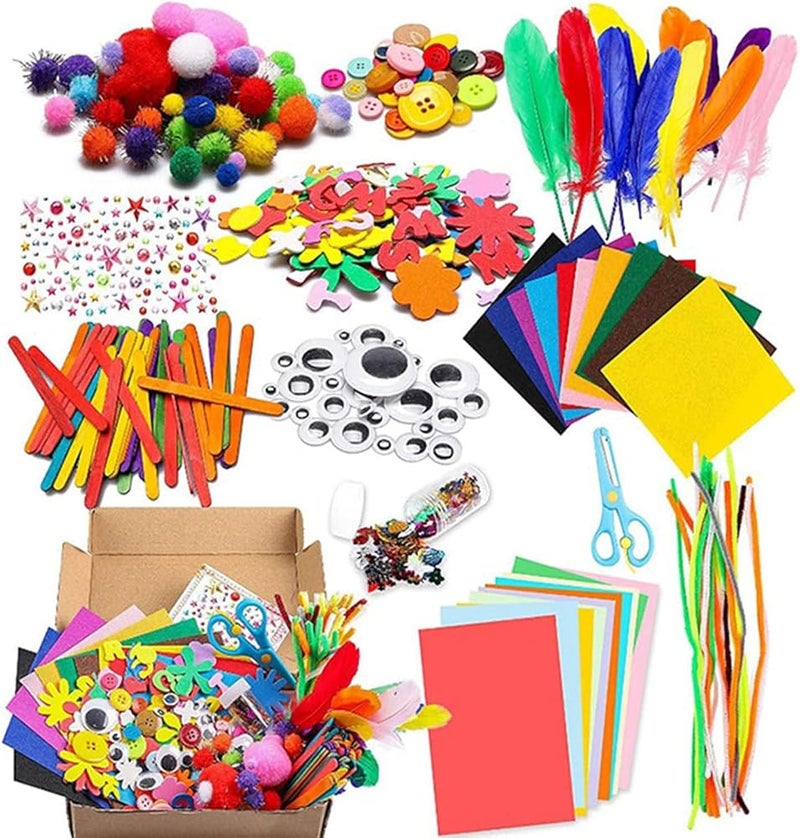 Joyzzz Arts and Crafts Supplies for Children, 1000+ Pcs DIY Youth Art Crafts Materials, Craft Kit for Youngsters, Art Materials Craft Set for Children Kindergarten Preschool School - Image 1