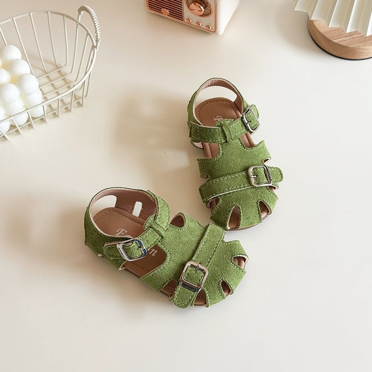 Korean Style Children'S Shoes 2025 Versatile Stylish Closed-Toe Sandals For Boys And Girls With Soft Soles Retro Birkenstock Shoes - Image 1