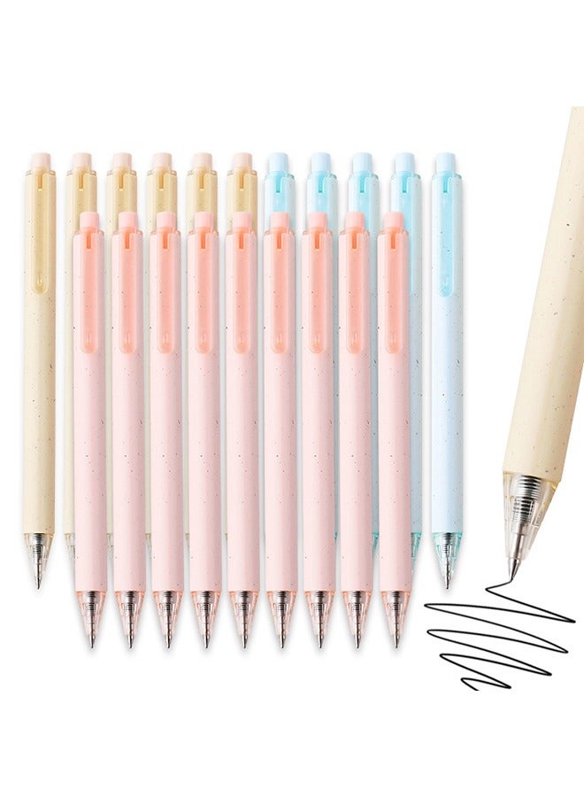 ريانسي مجموعة أقلام جِل قابلة للنقر 12 قطعة – سن رفيع 0.5 مم، ألوان أزرق وردي وبيج، كتابة ناعمة للمدرسة والمكتب والعمل - Image 1
