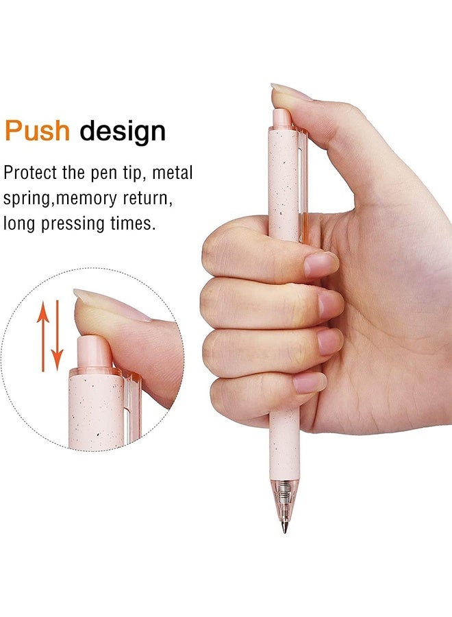 ريانسي مجموعة أقلام جِل قابلة للنقر 12 قطعة – سن رفيع 0.5 مم، ألوان أزرق وردي وبيج، كتابة ناعمة للمدرسة والمكتب والعمل - Image 2