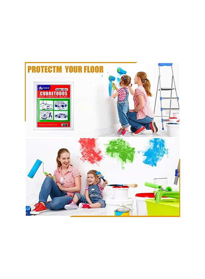 The Bros 10pcs Clear Plastic Drop Cloth 13 x 10 Feet Plastic Sheeting Disposable Plastic Tarp Waterproof Plastic Cover for Painting Dustproof Plastic Furniture Cover Wall Protection Film Clear Cloth for Couch - Image 2