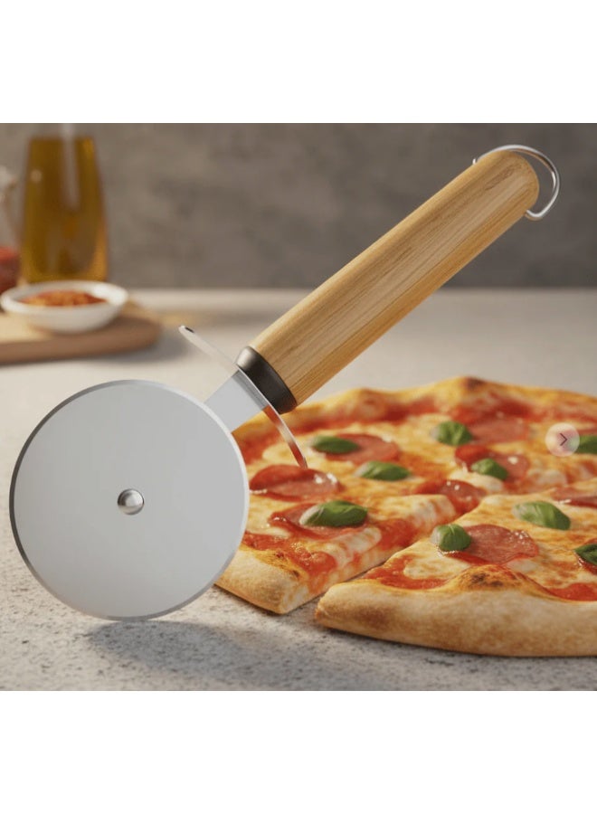 Shengya Stainless Steel Pizza Cutter Wheel with Strong Wooden Handle – Sharp, Smooth & Effortless Cutting Tool (22×7.5 cm) - Image 2