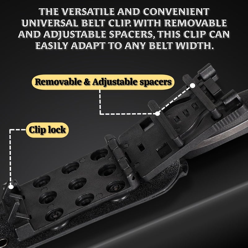 OERLA TAC DE-0014 Fixed Blade Outdoor Duty Knife 420HC Stonewashed Stainless Steel Field Knife Straight Camping Knife with G10 Handle Waist Clip EDC Kydex Sheath (Black) - Image 5