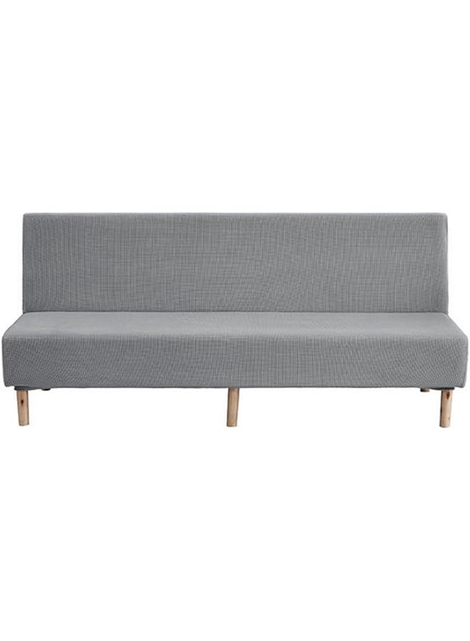 Green Tiger غطاء سرير أريكة بدون ذراع من قماش بولار فليس 180-220 سم لون صلب بدون مسند ذراع أثاث قابل للطي كبير مرن لتزيين المنزل (فضي) - Image 1