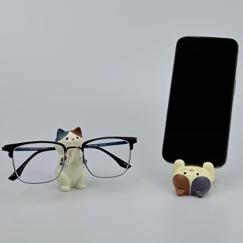 Mevodeata Cat-Shaped Phone Stand and Eyeglass Frames Animal Resin Gifts for Cat Lovers, Home & Office Fashion Accessories(White) - Image 3