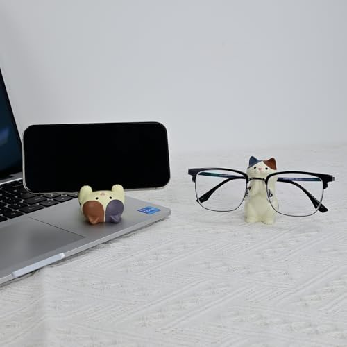 Mevodeata Cat-Shaped Phone Stand and Eyeglass Frames Animal Resin Gifts for Cat Lovers, Home & Office Fashion Accessories(White) - Image 4