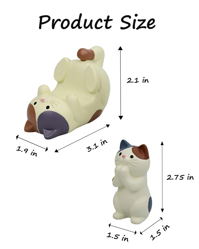 Mevodeata Cat-Shaped Phone Stand and Eyeglass Frames Animal Resin Gifts for Cat Lovers, Home & Office Fashion Accessories(White) - Image 2