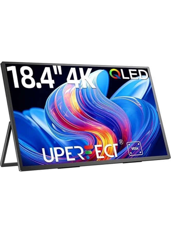 أوبيرفكت يو بيرفيكت شاشة محمولة 18.4 انش 4K، شاشة 10 بت HDR IPS، شاشة رفيعة للغاية بدون اطار مع حامل قابل للتعديل 180 درجة وحامل فيسا ومنفذ USB-C ميني HDMI مزدوج، شاشة خفيفة الوزن للسفر والالعاب والعمل - Image 1