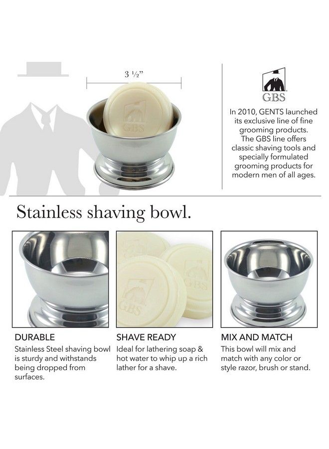 G.B.S 5 Piece Shaving Set 4.5" Long Handle Nonslip Knurled De Razor Stand Shaving Brush Shaving Bowl With G.B.S Natural Soap + 5 De Blades - Image 5