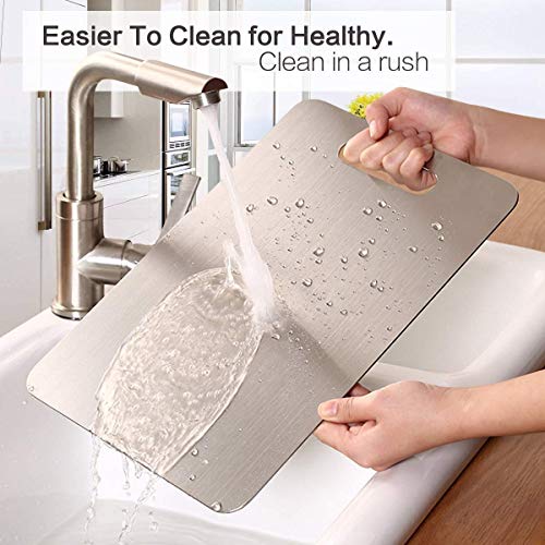 SILENCIO Stainless Steel Chopping Cutting Board for Kitchen - Large Size 31.8CM X 21CM - Heavy Duty Safe Durable Metal Board for Fruits, Vegetables, Breads and Meats - Image 5