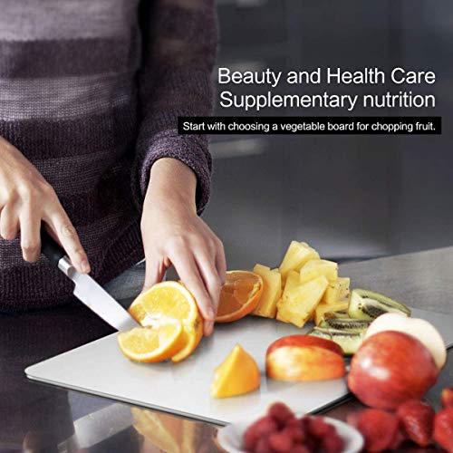 SILENCIO Stainless Steel Chopping Cutting Board for Kitchen - Large Size 31.8CM X 21CM - Heavy Duty Safe Durable Metal Board for Fruits, Vegetables, Breads and Meats - Image 2