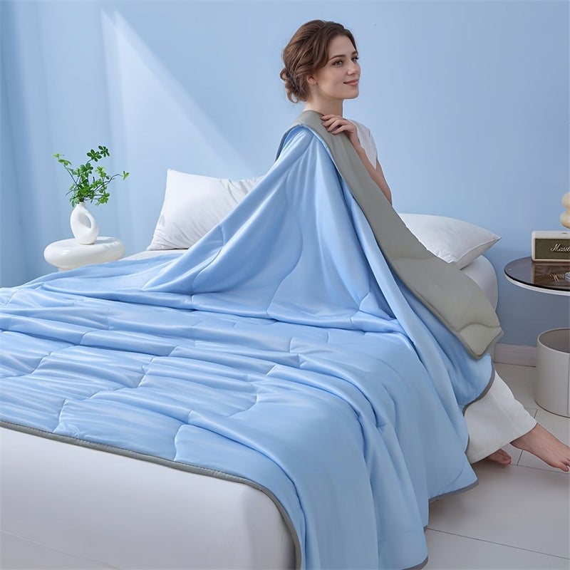 Ultra Soft Cooling Summer Blanket Blue 200x230cm Air Conditioning Thin Quilt Bed Blanket - Image 5