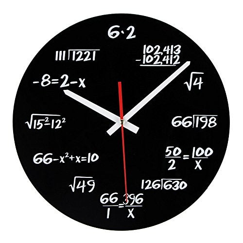 Timelike Unique Wall Clock - Modern Design Novelty Equation Clock - Each Hour Marked by a Simple Math Equation (Black) - Image 1