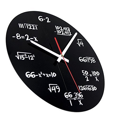 Timelike Unique Wall Clock - Modern Design Novelty Equation Clock - Each Hour Marked by a Simple Math Equation (Black) - Image 2