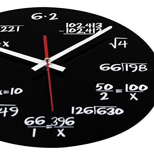Timelike Unique Wall Clock - Modern Design Novelty Equation Clock - Each Hour Marked by a Simple Math Equation (Black) - Image 3