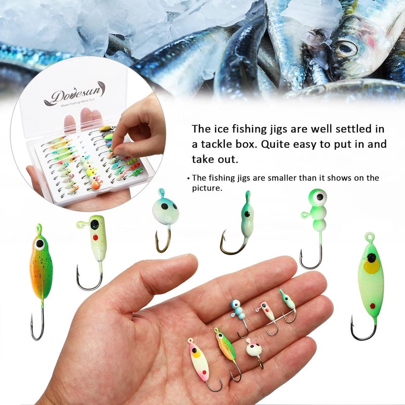 Dovesun Fishing Kit Ice Fishing Jigs Ice Fishing Lures Walleye Fishing Lures Crappie Jigs 135pcs/58pcs/45pcs/34pcs/30pcs/8pcs - Image 3