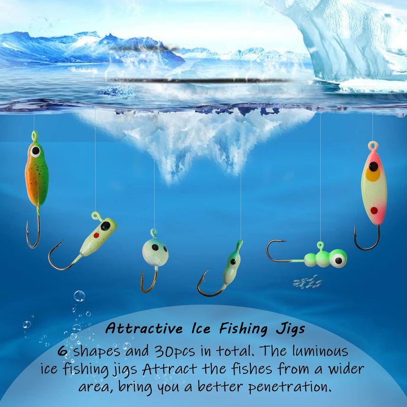 Dovesun Fishing Kit Ice Fishing Jigs Ice Fishing Lures Walleye Fishing Lures Crappie Jigs 135pcs/58pcs/45pcs/34pcs/30pcs/8pcs - Image 2
