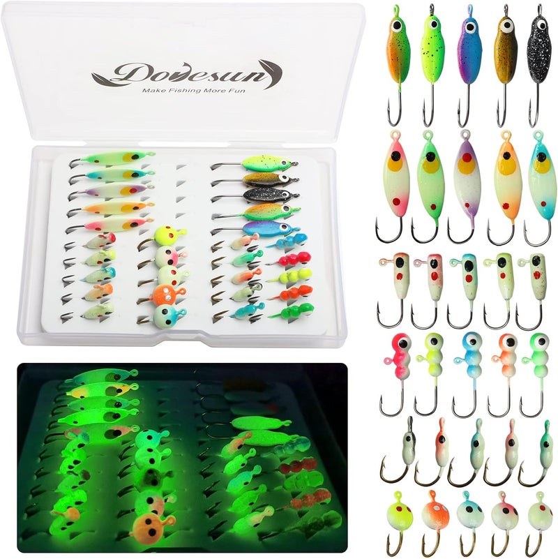 Dovesun Fishing Kit Ice Fishing Jigs Ice Fishing Lures Walleye Fishing Lures Crappie Jigs 135pcs/58pcs/45pcs/34pcs/30pcs/8pcs - Image 1