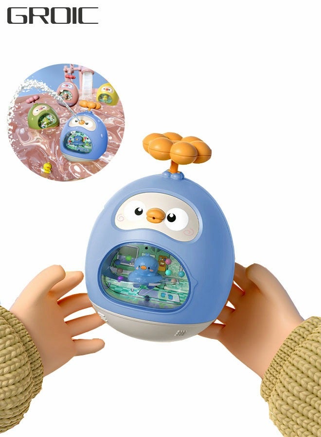 GROIC Baby Bath Toys, Tumbler Rocking Toy With Rattle, Duckling Bath Toy Bathtub Water Toy, Water Spray Tumbler Play Water Toy Baby Swimming Pool Toy  - Image 1