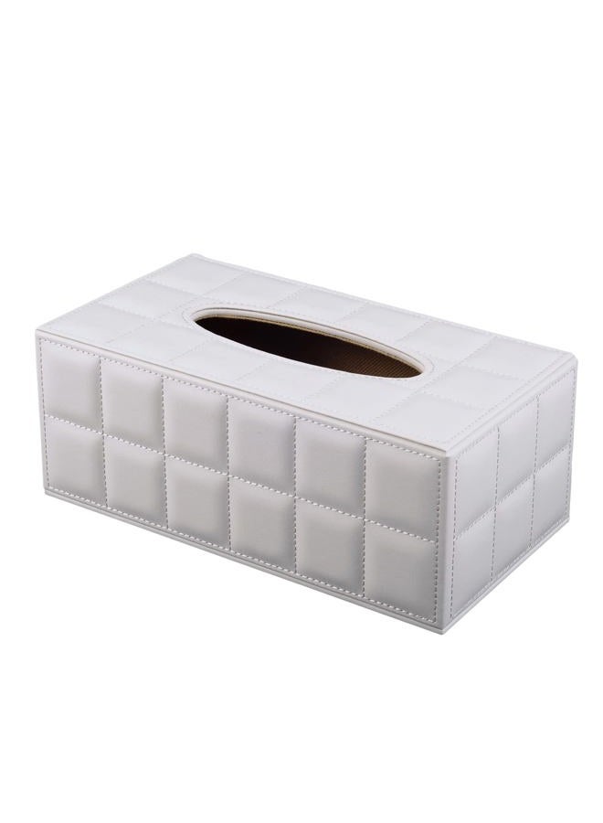 RHCSZ High-end Fashion Pu Leather Tissue Box Holder Cover Rectangular,Napkin Facial Tissues Cube Dispenser,Tissue Cover Decorative Container with Magnetic Bottom for Home Office Car (White) - Image 2