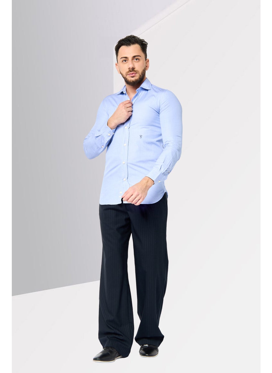 Scuderia Ferrari Men Regular Fit Chambray Long Sleeves Casual Shirt, Blue  - Image 4