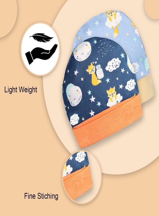 Adhigams New Born Baby Girl Caps/Rompers/Mittons/Booties/Napkins Clothing Gift Set -5 Pieces Cosmic Nights(Dark Blue) for 9-12 Months - Image 4