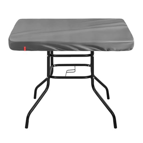 SoloToo Outdoor Square Table Cover Waterproof UVResistant for 48 x 48 Inch Patio Tables Heavy Duty Weatherproof Table Top Protector with Elastic Hem Grey - Image 1