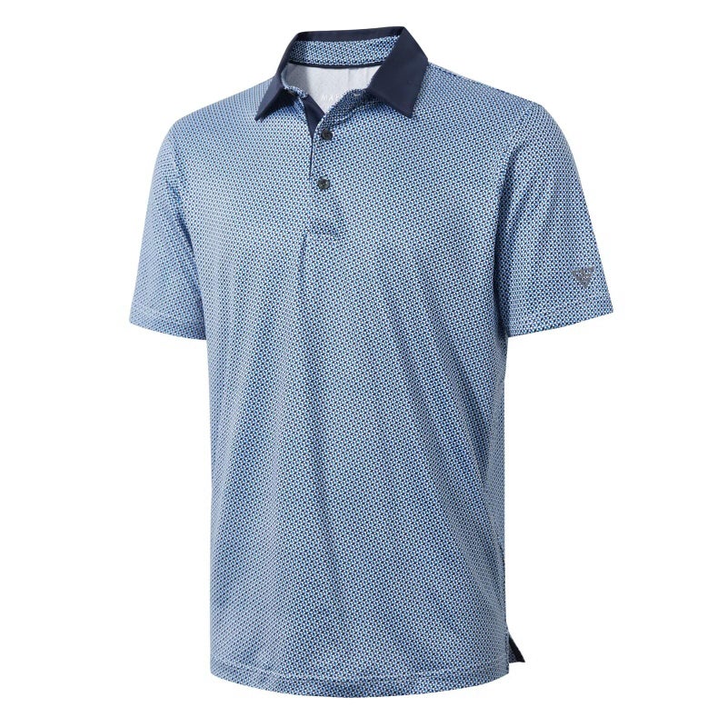 M MAELREG Golf Shirts for Men Dry Fit Short Sleeve Print Performance Moisture Wicking Polo Shirt Bluish Umbrella - Image 1