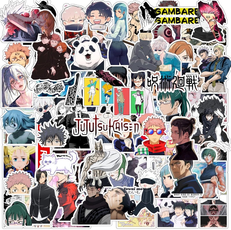 Thepaper9store Vinyl Pack of 75+ Jujutsu Kaisen Stickers for Laptop, Phone Case, Guitar, Bike, Pc, Scrapbook etc. Waterproof Glossy Laminated Residue Free Anime Stickers, self-adhesive, 6 cm - Image 1
