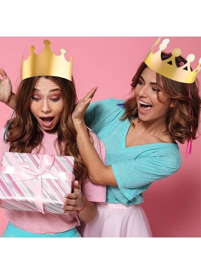 قبعات حفلات، تيجان ورقية ذهبية لأعياد الميلاد، 4 أنماط قابلة للتعديل، قبعات حفلات على شكل تاج ملكي للملكات، قبعات حفلات اليوبيل البلاتيني، قبعات زينة اليوبيل (20 قطعة) - Image 3