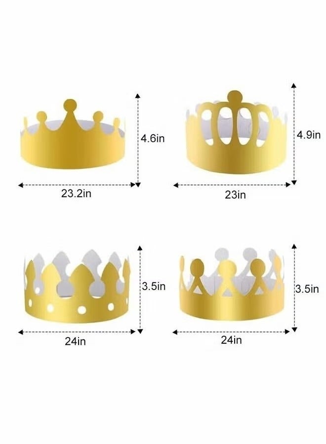 قبعات حفلات، تيجان ورقية ذهبية لأعياد الميلاد، 4 أنماط قابلة للتعديل، قبعات حفلات على شكل تاج ملكي للملكات، قبعات حفلات اليوبيل البلاتيني، قبعات زينة اليوبيل (20 قطعة) - Image 5