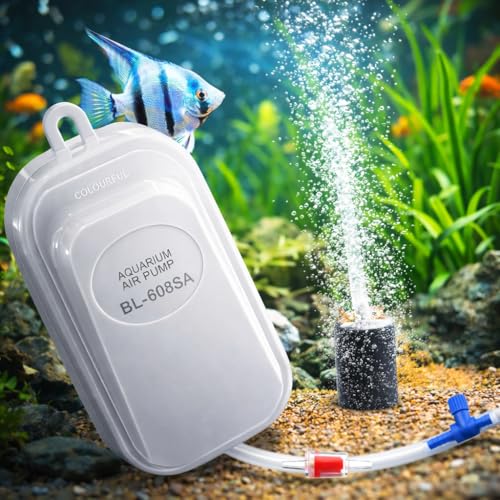 COLOURFUL® - Aquarium Silent Air Pump | Mini Aerator/Oxygen Pump for Aquarium Fish Tank or Pond | with Accessories (Combo-1, Ultra Silent - BL-608SA) - Image 1