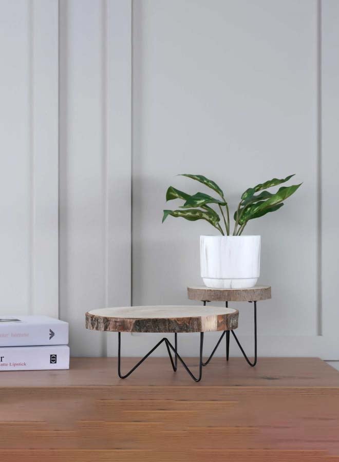 Pan Home حامل ديكور خشبي من ناتورا 25x25x11 سم طبيعي - Image 1