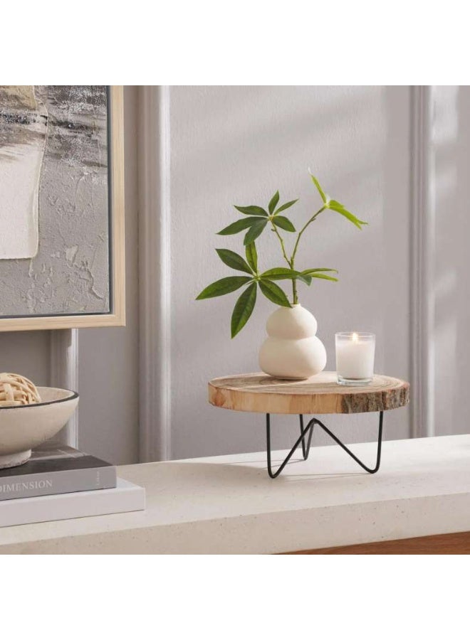 Pan Home حامل ديكور خشبي من ناتورا 25x25x11 سم طبيعي - Image 1