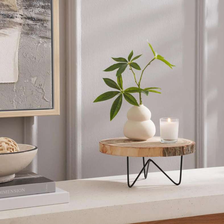 Pan Home Natura Wooden Decorative Stand 25x25x11 cm - Natural - 262HZR9900022 - Image 1