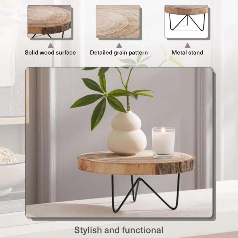 Pan Home Natura Wooden Decorative Stand 25x25x11 cm - Natural - 262HZR9900022 - Image 4