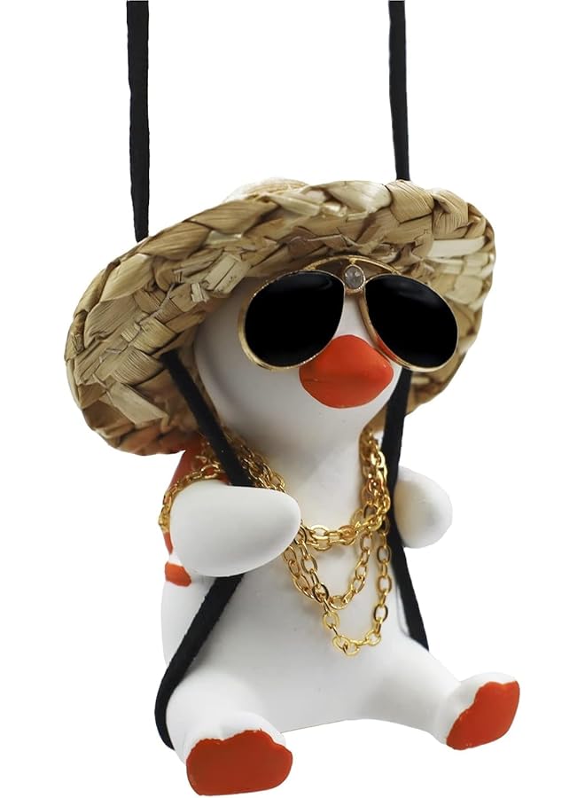 إيروريكس زينة معلقة على شكل بطة في مرآة الرؤية الخلفية الداخلية وإكسسوارات تعليق مرآة الرؤية الخلفية للسيارة على شكل بطة متأرجحة - Image 1