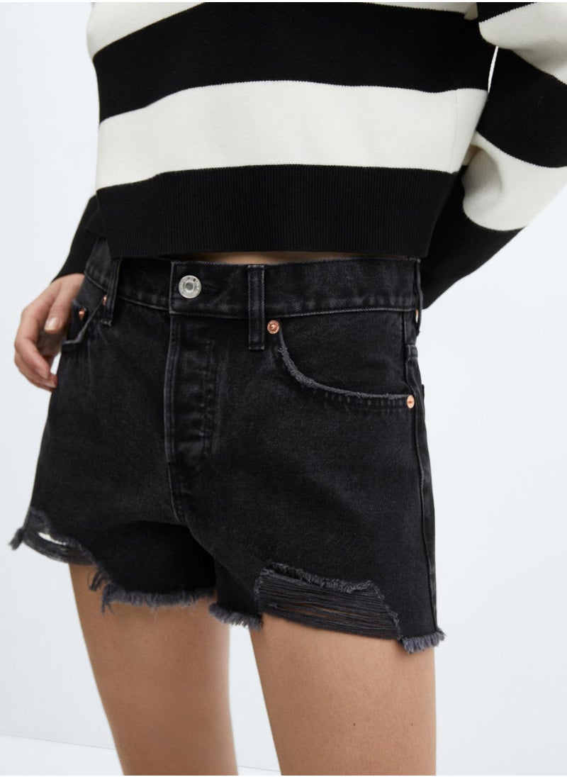 MANGO - High Waist Denim Shorts - Image 1
