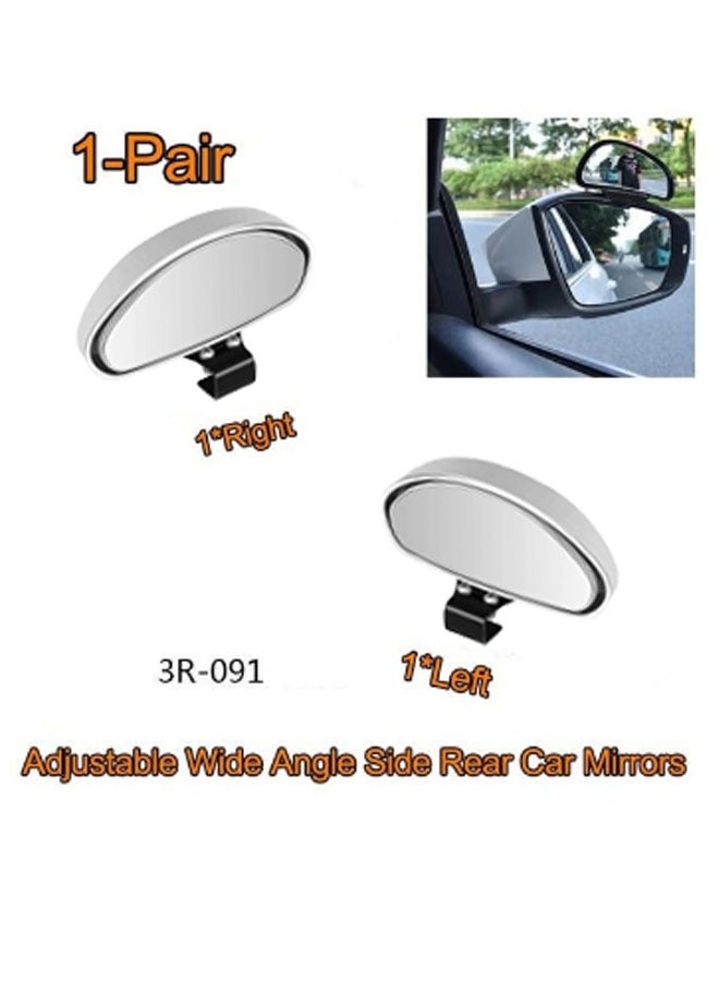 1-Pair Adjustable Wide Angle Side Rear Car Mirrors,Blind Spot Snap Way for Parking Auxiliary Rear View Mirror,Colour White - Image 2