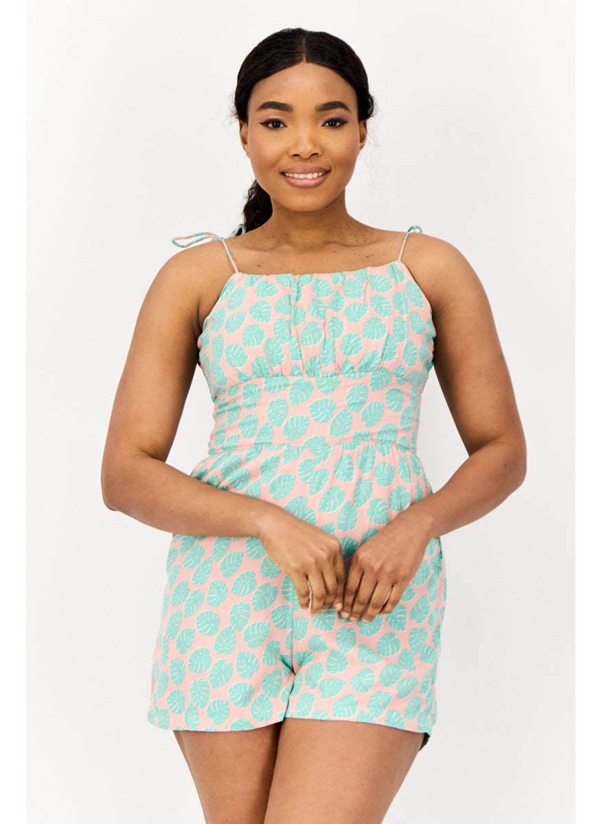 ONLY Women Allover Print Sleeveless Playsuit, Multicolor  - Image 1